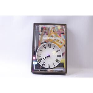 McDonald's Quartz Wall Clock, Rectangle, Framed, Roman Numerals, 1978, Vintage,